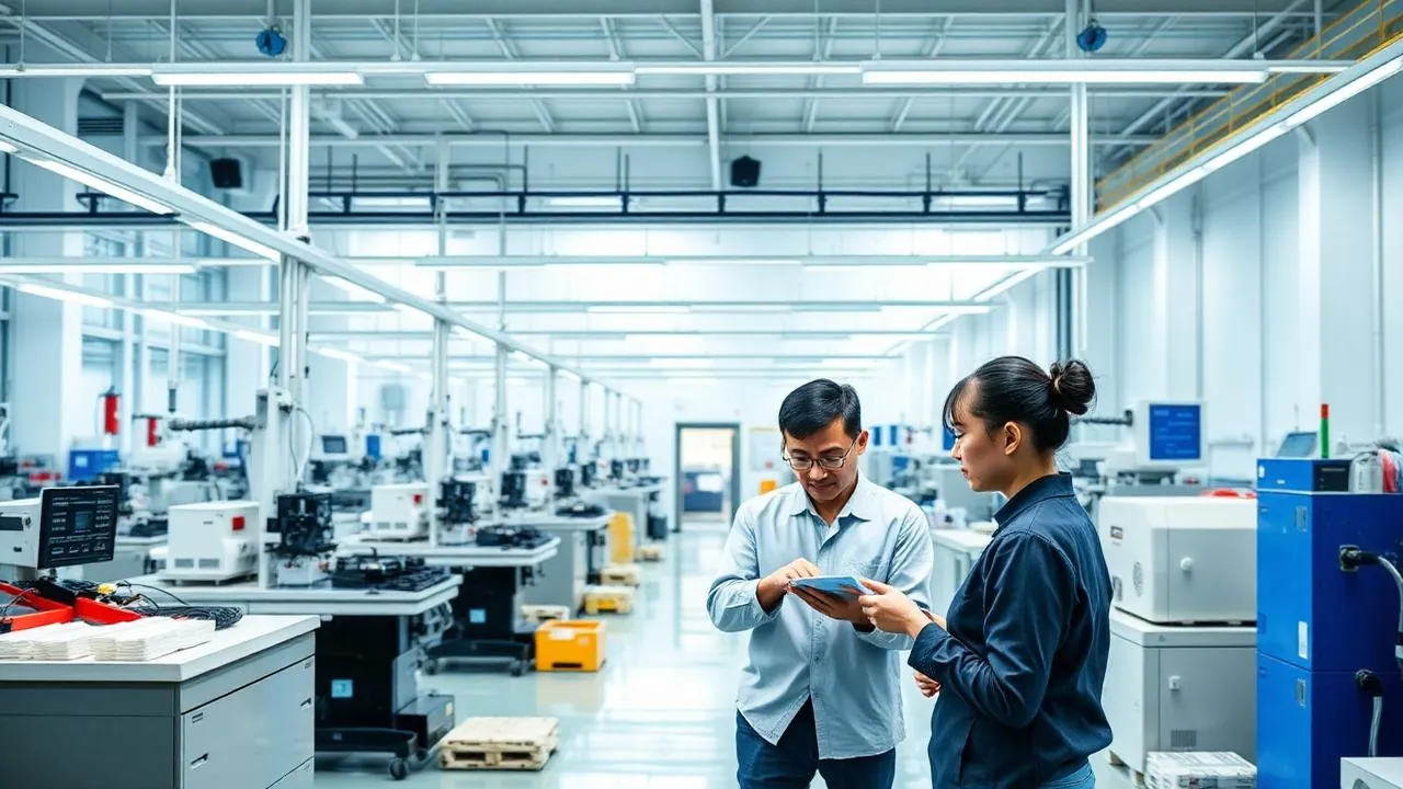 Prüfung einer laufenden Fertigung in einer chinesischen Fabrik