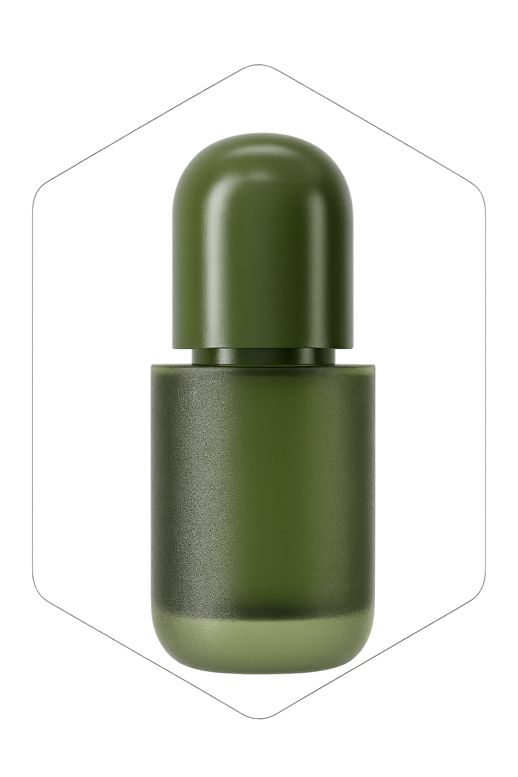 Hochwertiger grüner Kosmetikbehälter aus Glas als Beispiel für markenkonformes Design mit maximalem Anspruch an Materialreinheit sowie Oberflächenqualität.