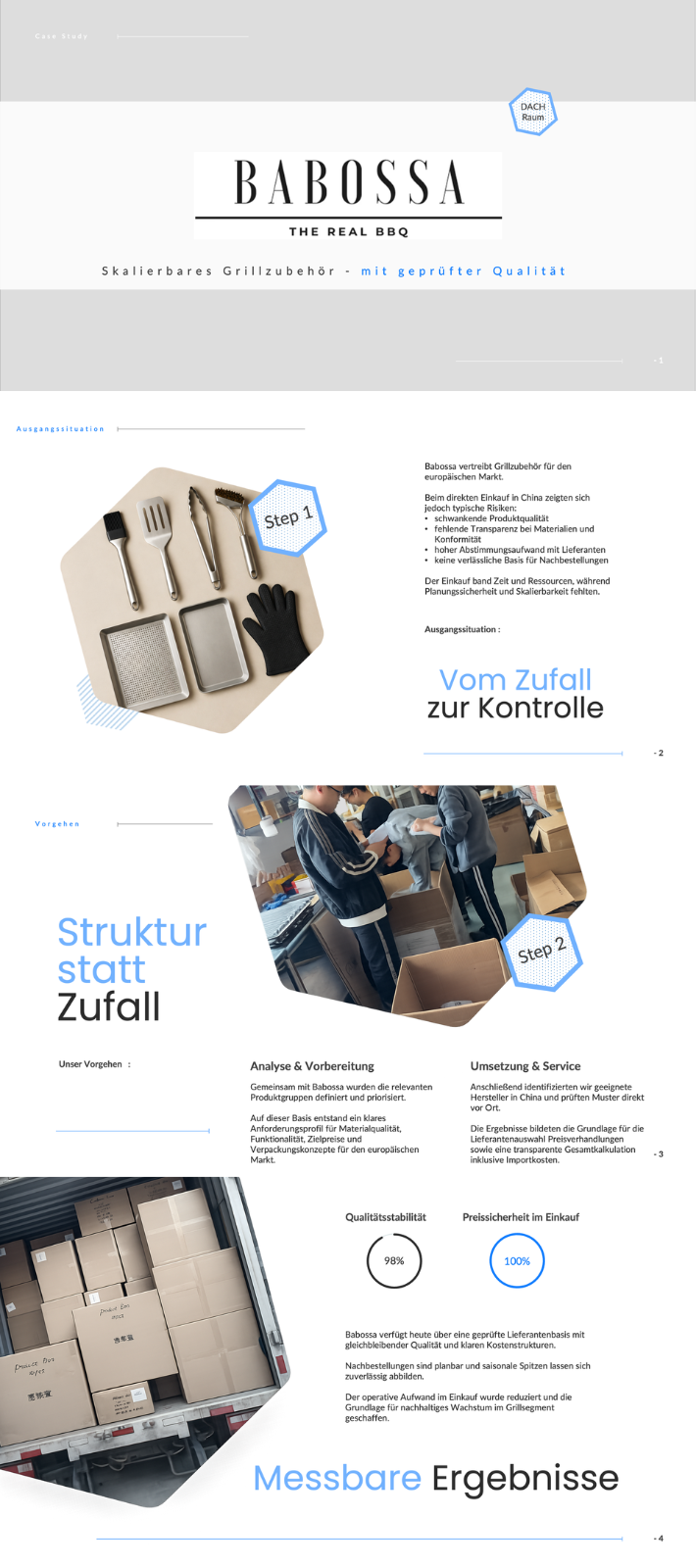 Babossa Fallstudie zur professionellen China Beschaffung von Grillzubehör für den DACH Raum mit Fokus auf Qualitätsstabilität Preiskontrolle und skalierbare Lieferketten
